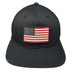 U.S. Flag Snapback Trucker Hat Black One Size Mesh Back Standard Plumbing Supply